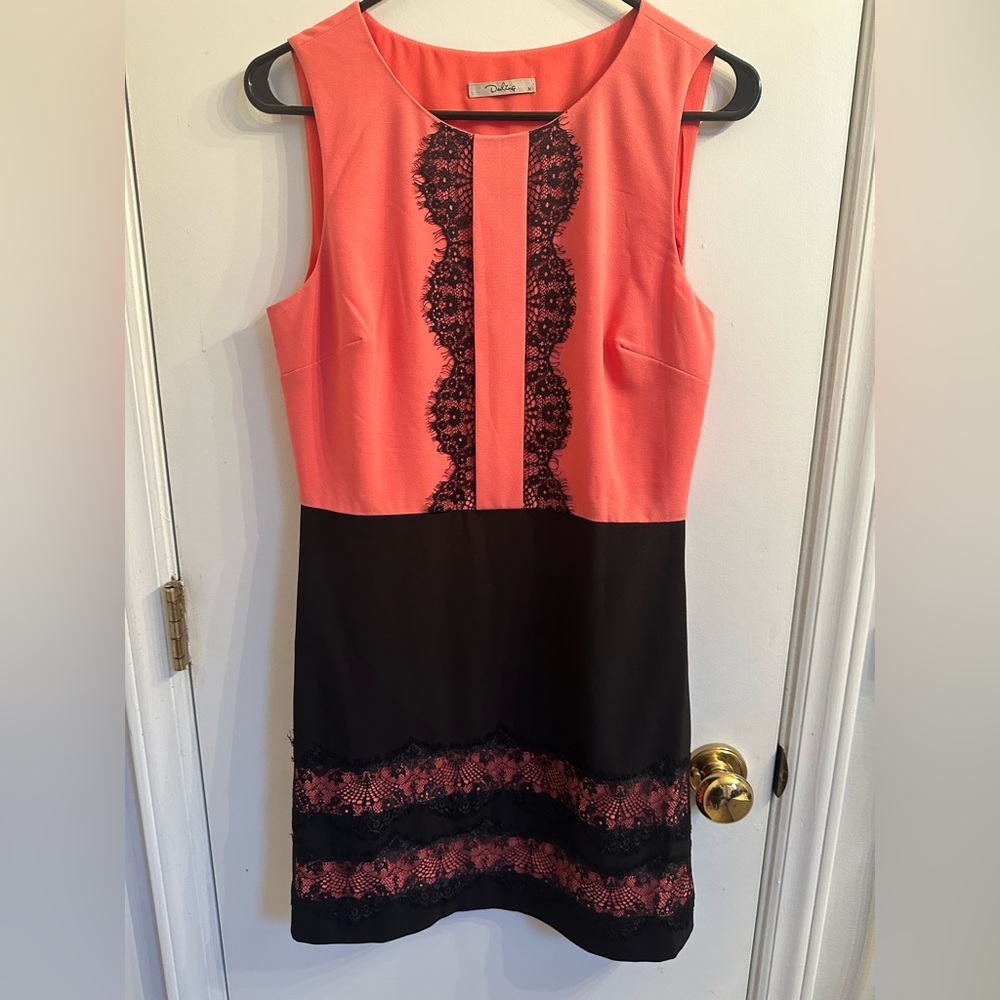 Darling Brand Peach Black Lace Dress Size Medium